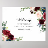 Herbst Rustikale Dazzling Burgund Begrüßung Hochze Poster (Vorne)