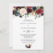 Herbst Rustikale Dazzling Burgund Hochzeit Einladung (Vorderseite)