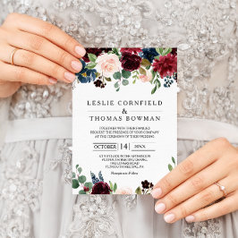 Herbst Rustikale Dazzling Burgund Hochzeit Einladung