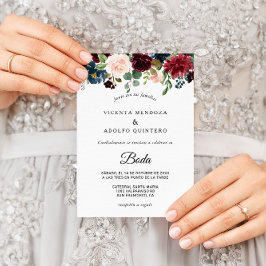 Herbst Rustikale Dazzling Burgund Hochzeit Einladung