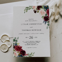 Herbst Rustikale Dazzling Burgund Hochzeit Einladung