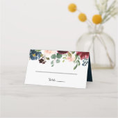 Herbst Rustikale Dazzling Burgund Hochzeit Platzka Platzkarte (Vorderseite)