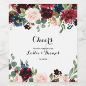 Herbst Rustikale Dazzling Burgund Hochzeit Weinetikett (Einzelnes Label)