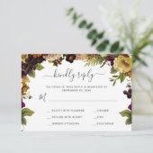 Herbst rustikale florale Hochzeitsantwort RSVP Kar Karte (Stehend Vorderseite)