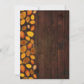 Herbst Rustikale Goldene Blätter & Holzhochzeit Einladung (Rückseite)