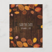 Herbst Rustikale goldene Blätter Save the Date Ankündigungspostkarte (Vorderseite)