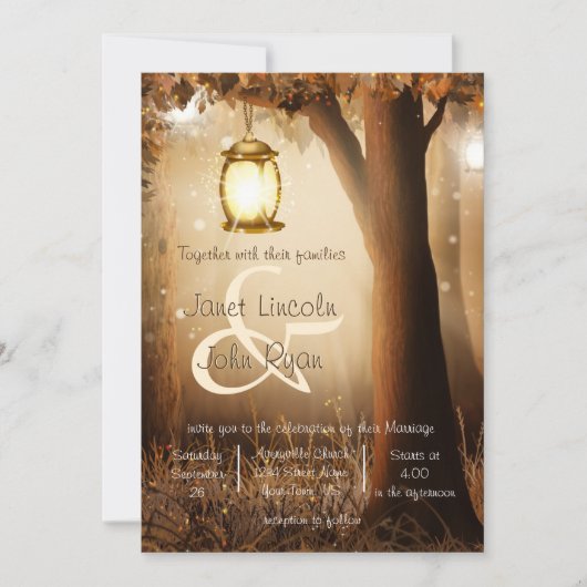 Herbst Rustikale Herbstbaumhochzeit Einladung (Vorderseite)