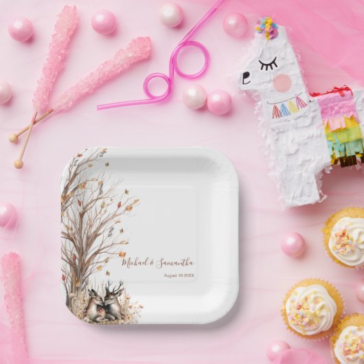 Herbst Rustikale Hirschhochzeit Pappteller (Party)