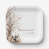Herbst Rustikale Hirschhochzeit Pappteller (Vorderseite)