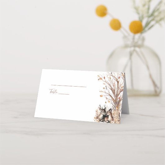 Herbst Rustikale Hirschhochzeit Platzkarte (Rückseite)