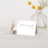 Herbst Rustikale Hirschhochzeit Platzkarte (Vorderseite)
