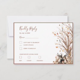 Herbst Rustikale Hirschhochzeit RSVP Karte