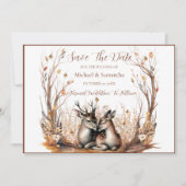 Herbst Rustikale Hirschhochzeit Save The Date (Vorderseite)