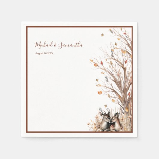 Herbst Rustikale Hirschhochzeit Serviette (Vorderseite)