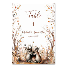 Herbst Rustikale Hirschhochzeit Tischnummer