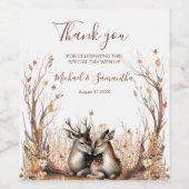 Herbst Rustikale Hirschhochzeit Weinetikett (Einzelnes Label)