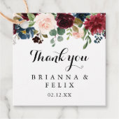 Herbst Rustikale Hochzeit Burgund Moderne Kalligra Geschenkanhänger (Vorderseite)