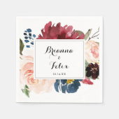 Herbst Rustikale Hochzeit Burgund Moderne Kalligra Serviette (Vorderseite)