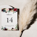Herbst Rustikale Hochzeit Burgund Moderne Kalligra Tischnummer<br><div class="desc">Diese rustikale burgundische Hochzeitshochzeit-Tischnummer im Herbst ist perfekt für eine Hochzeit. Das Design ist bordeauxrot,  rot,  mariniert,  blau und rot,  strahlend und anmutig handbemalte Blume,  die die natürliche Schönheit inspiriere. Das ist eine zweiseitige Tischnummer. Fügen Sie jede benötigte Tischnummer individuell in Ihren Warenkorb.</div>
