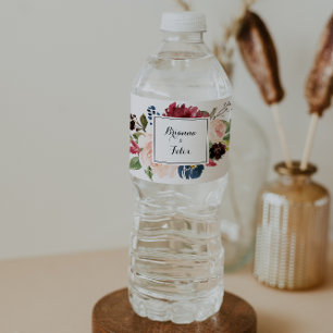 Herbst Rustikale Hochzeit Burgund Moderne Kalligra Wasserflaschenetikett