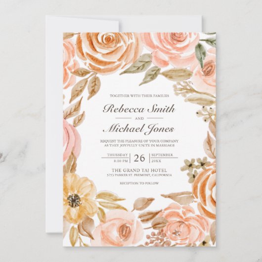 Herbst Rustikale Hochzeit der Erde Einladung (Vorderseite)