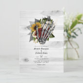 Herbst Rustikale Hochzeit mit floraler Gotik Einladung (Stehend Vorderseite)