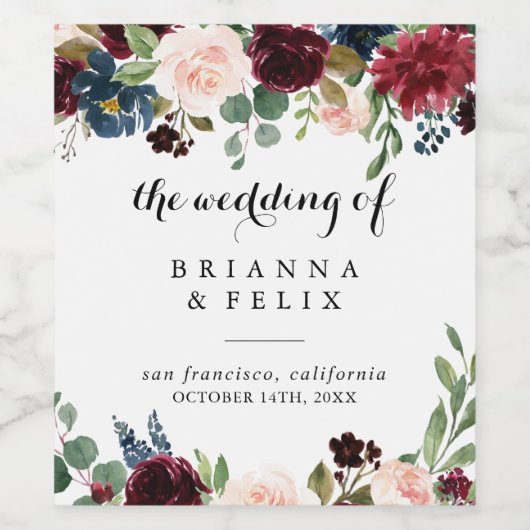 Herbst Rustikale Kalligrafie Hochzeitweinetiketten Weinetikett (Einzelnes Label)