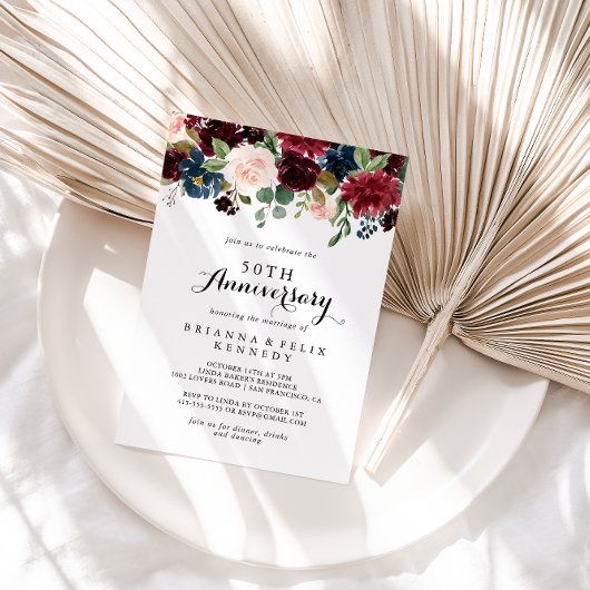 Herbst Rustikale Kalligraphie 50. Hochzeitstag Einladung