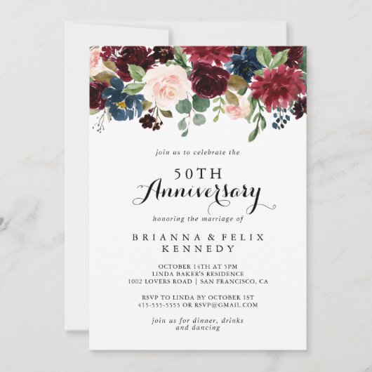 Herbst Rustikale Kalligraphie 50. Hochzeitstag Einladung (Vorderseite)