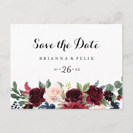 Herbst Rustikale Kalligraphie Save the Date horizo Postkarte (Vorderseite)