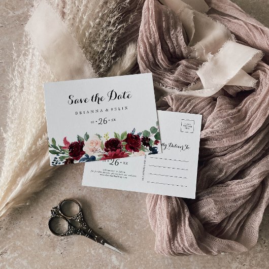 Herbst Rustikale Kalligraphie Save the Date horizo Postkarte