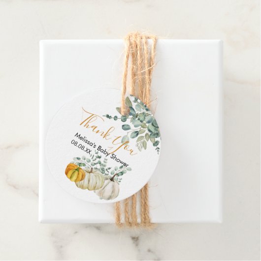 Herbst rustikale Orangenkürbis herzlich willkommen Geschenkanhänger (Beispiel)