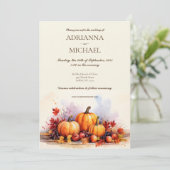 Herbst Rustikale Pumpkin Hochzeit Einladung (Stehend Vorderseite)