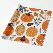 Herbst: Rustikale Pumpkins, Gourds und Blattmuster Geschenkpapier (Ungerollt)
