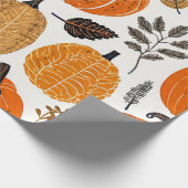 Herbst: Rustikale Pumpkins, Gourds und Blattmuster Geschenkpapier (Ecke)