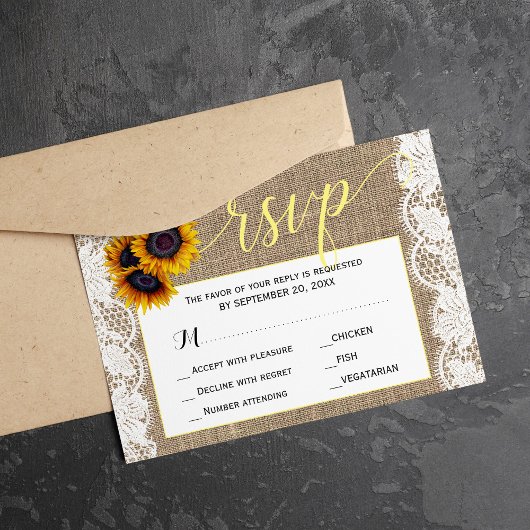 Herbst rustikale Sonnenblumen begraben Hochzeitssk RSVP Karte