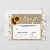 Herbst rustikale Sonnenblumen begraben Hochzeitssk RSVP Karte (Vorderseite)
