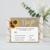 Herbst rustikale Sonnenblumen begraben Hochzeitssk RSVP Karte (Stehend Vorderseite)