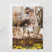 Herbst rustikale Sonnenblumen Holz Foto Initialen  Einladung (Rückseite)