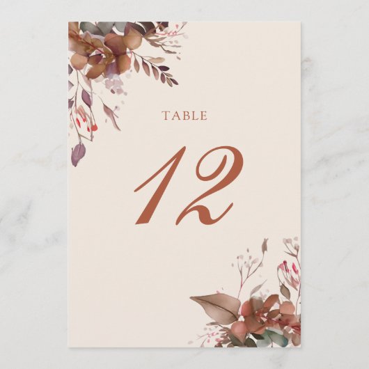 Herbst Rustikale Tischnummer (Rückseite)