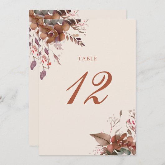 Herbst Rustikale Tischnummer (Vorne/Hinten)