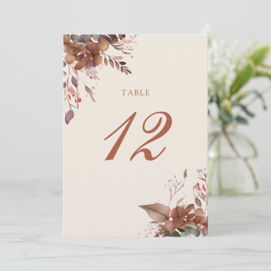 Herbst Rustikale Tischnummer (Stehend Vorderseite)