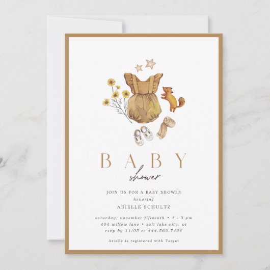 Herbst Rustikale Vintage Babydusche Einladung (Vorderseite)