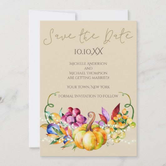 Herbst Rustikale Weinansichten Save the Date Einladung (Vorderseite)