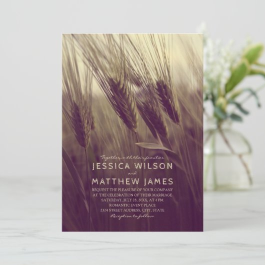 Herbst Rustikale Weizen Moderne Country Sommer Hoc Einladung (Stehend Vorderseite)