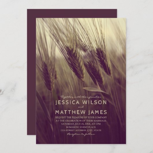 Herbst Rustikale Weizen Moderne Country Sommer Hoc Einladung (Vorne/Hinten)