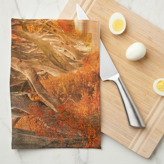 Herbst rustikaler Ahornwald fallen orange Geschirrtuch (Viertel Falte)