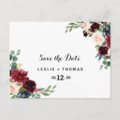 Herbst Rustikaler Dazzling Burgund Save the Date Postkarte (Vorderseite)