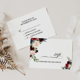 Herbst Rustikaler Dazzling Burgundy Wedding Rsvp Karte