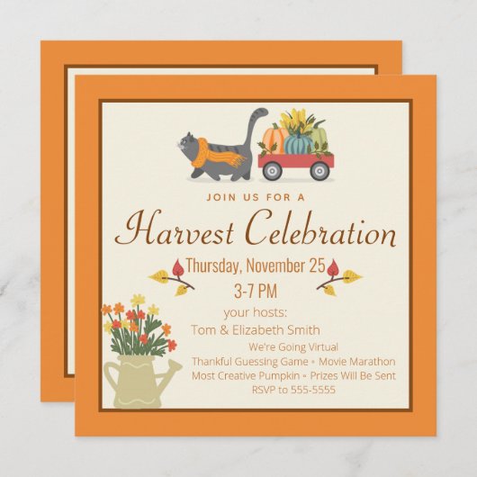 Herbst Rustikaler Erntedank Einladung (Vorne/Hinten)